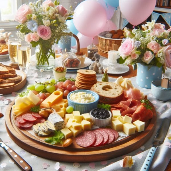 Babyparty Holz Serviertablett - Baby-Form Für Charcuterie & Snacks